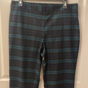 LANDS END Plaid Flannel Midrise Slim Leg Pants/ Side zipper SZ 10